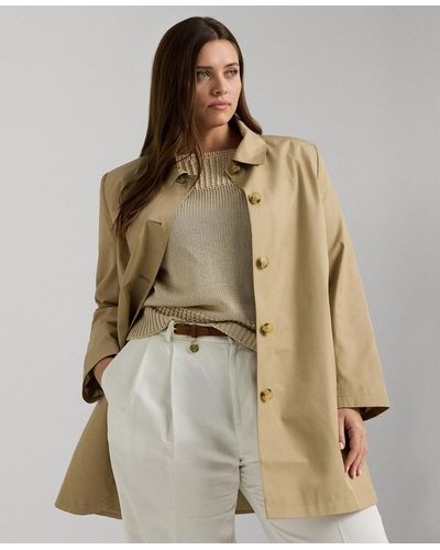 Lauren by Ralph Lauren Plus Size Hooded Raincoat - Natural