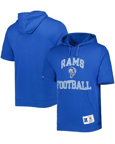 Mitchell & Ness Los Angeles Rams Washed Short Sleeve Pullover Hoodie - Blue