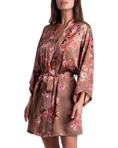 MIDNIGHT BAKERY Melodi Satin Floral Robe - Red