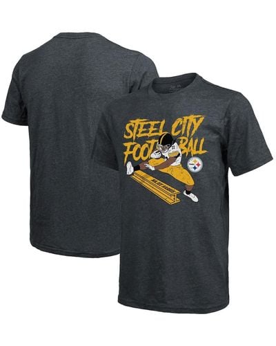 Majestic Threads Najee Harris Pittsburgh Steelers Tri-blend Steel City Player T-shirt - Gray