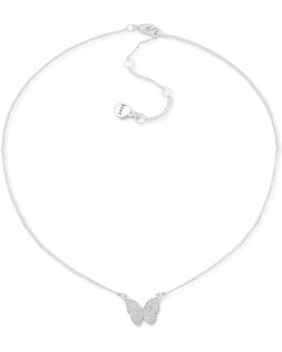DKNY Pave Butterfly Pendant Necklace - White