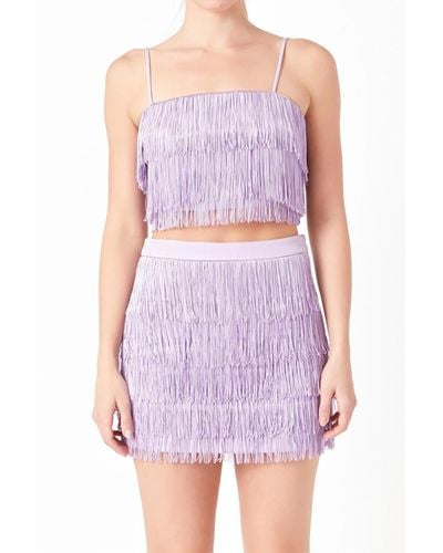 Endless Rose Fringed Tiered Top - Purple