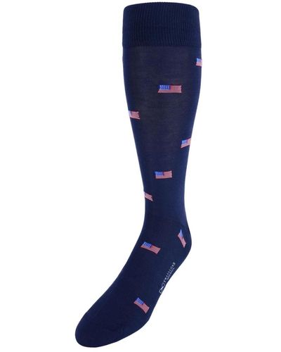 Trafalgar Old Glory American Flag Mercerized Cotton Mid-calf Socks - Blue
