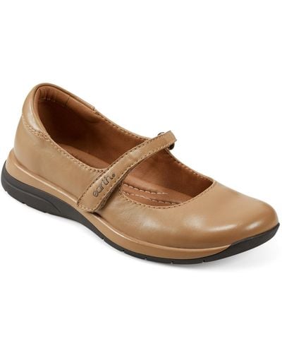 Earth Tose Round Toe Mary Jane Casual Ballet Flats - Brown