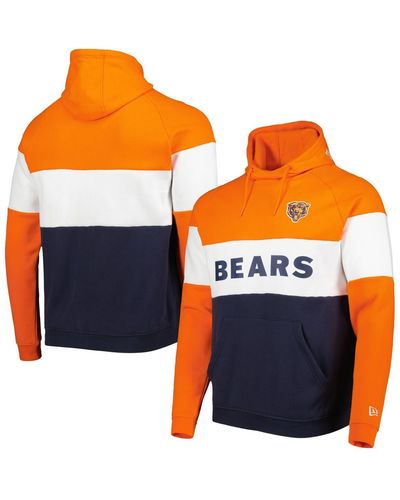 KTZ Navy And Orange Chicago Bears Colorblock Throwback Pullover Hoodie