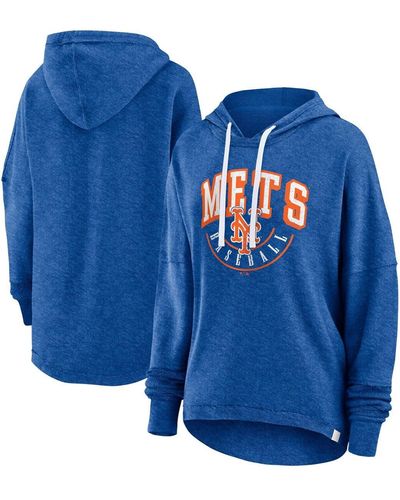 Fanatics Distressed New York Mets Luxe Pullover Hoodie - Blue