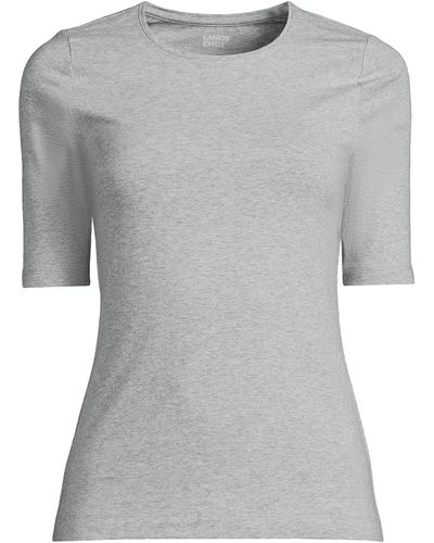 Lands' End Petite Lightweight Jersey T-shirt - Gray