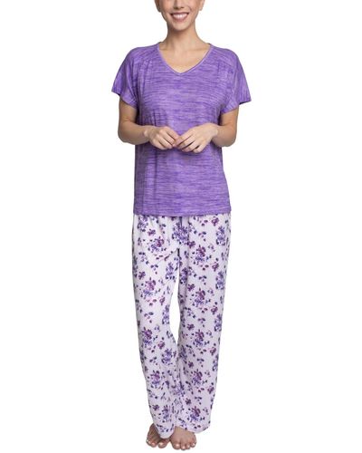 Hanes Relaxed Butter-knit Short Sleeve Pajama Set - Purple
