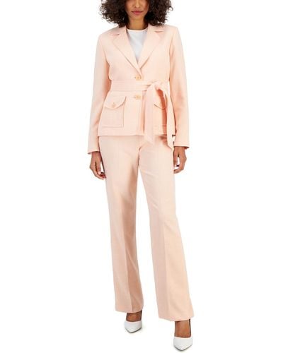 Le Suit Belted Safari Jacket Pantsuit - Pink