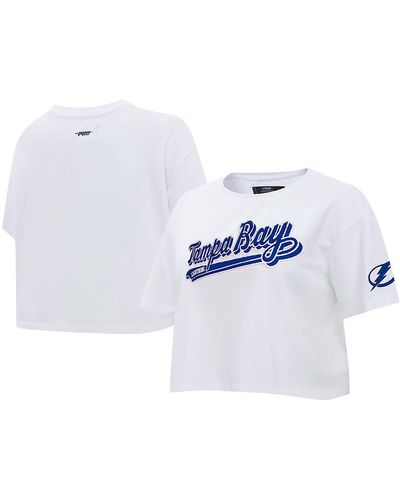 Pro Standard Tampa Bay Lightning Boxy Script Tail Cropped T-shirt - Blue