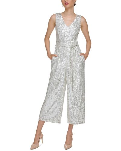 Calvin Klein Sleeveless Sequin Jumpsuit - Gray