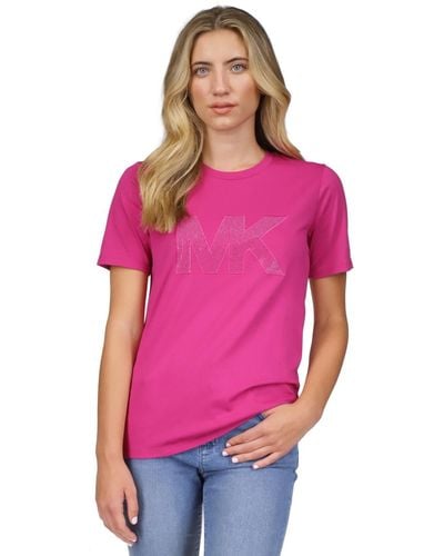 Michael Kors Michael Rhinestone-logo T-shirt - Pink