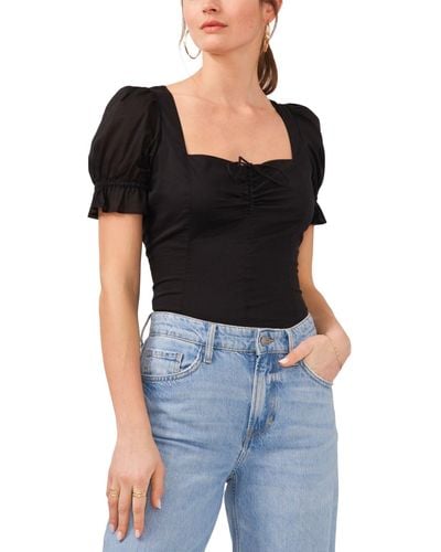 1.STATE Puff Sleeve Sweetheart Top In Black. Size S, Xs, Xxs.