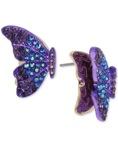 Betsey Johnson Two-tone Pave Butterfly Stud Earrings - Purple