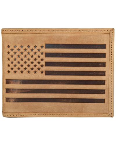 Lucky Brand Flag Embossed Leather Bifold Wallet - Natural