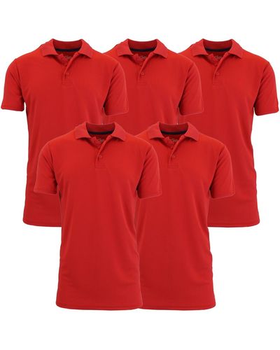 Galaxy By Harvic Dry Fit Moisture-wicking Polo Shirt - Red