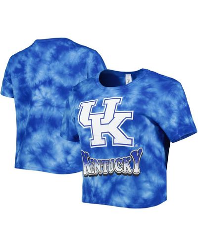 ZooZatZ Kentucky Wildcats Cloud-dye Cropped T-shirt - Blue