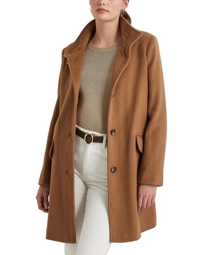 Lauren by Ralph Lauren Wool Blend Buckle-collar Coat - Brown