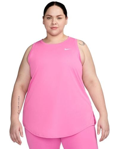 Nike Dri-fit Plus Size Racerback Curved-hem Tank Top - Pink