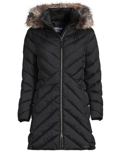 Lands' End Petite Insulated Cozy Fleece Lined Winter Coat - Black
