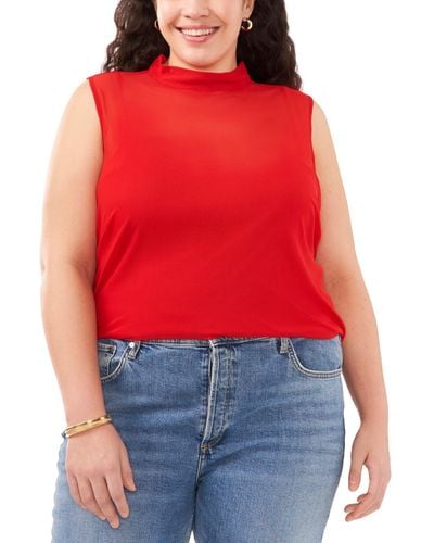 Vince Camuto Plus Size Sleeveless Mock-neck Top - Red