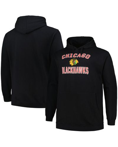 Profile Chicago Hawks Big And Tall Arch Over Logo Pullover Hoodie - Black