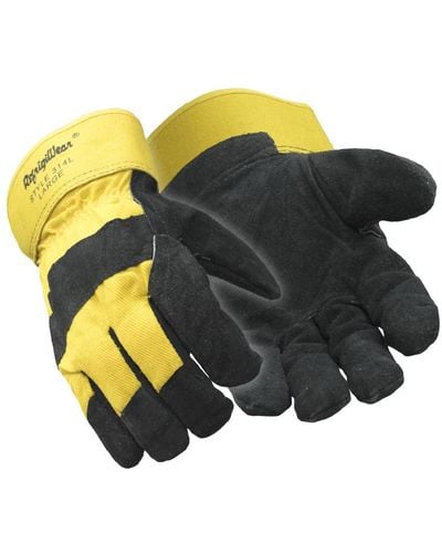 Refrigiwear Men S Canvas Insulated Leather Work Gloves - Yellow