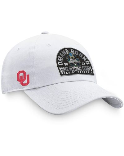 Top Of The World Oklahoma Sooners 2022 Ncaa Baseball Super Regional Champions Locker Room Adjustable Hat - White