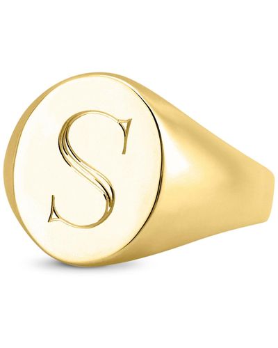 Sarah Chloe Initial Signet Ring - Metallic