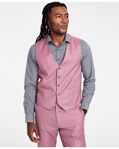 Tayion Collection Classic Fit Suit Vest - Pink