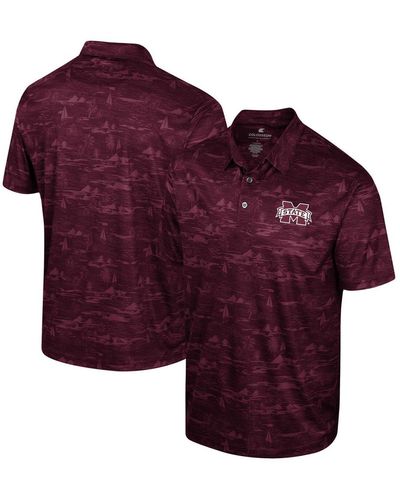 Colosseum Athletics Mississippi State Bulldogs Daly Print Polo Shirt - Purple