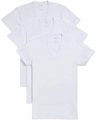 2xist Men's Underwear, Essential Range Slim-fit Deep V-neck T-shirt 3 Pack - White