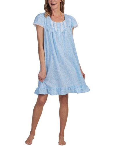 Miss Elaine Cotton Lace-trim Nightgown - Blue
