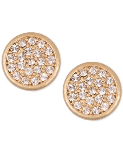 Lonna & Lilly Mixed Metal Pave Disc Stud Earrings - Metallic