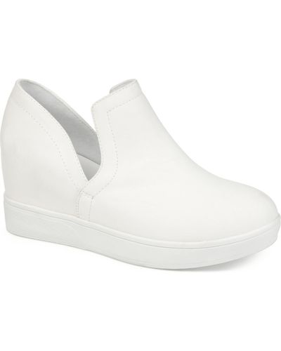 Journee Collection Cardi Cut-out Platform Wedge Sneakers - White