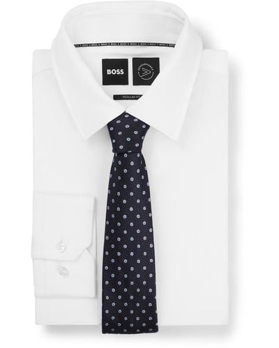 BOSS Boss By Micro Pattern Silk-jacquard Tie - White