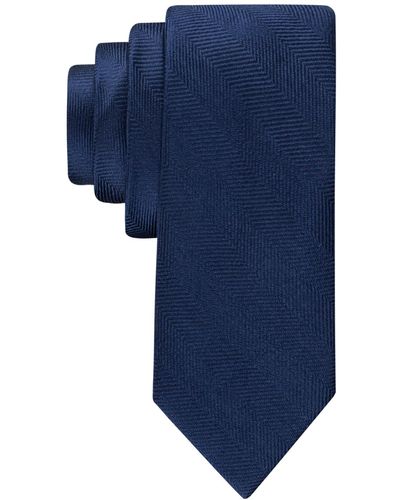 Tommy Hilfiger Herringbone Solid Tie - Blue
