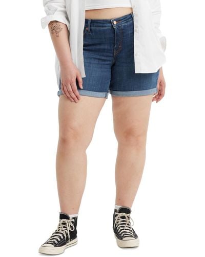 Levi's Trendy Plus Size Mid-length Stretch Denim Shorts - Blue