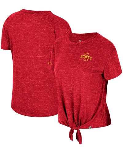 Colosseum Athletics Distressed Iowa State Cyclones Finalists Tie-front T-shirt - Red