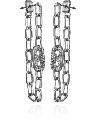 Vince Camuto Tone Cable Chain Link Dangle Drop Earrings - White