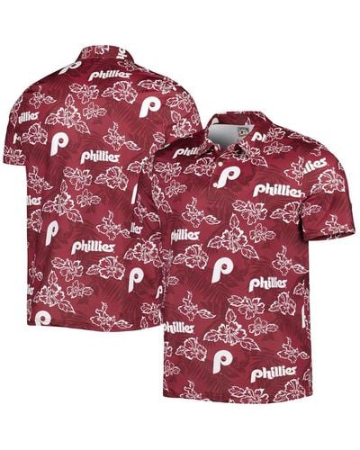 Reyn Spooner Burgundy Philadelphia Phillies Cooperstown Collection Puamana Print Polo Shirt - Red