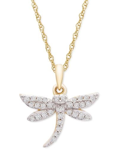 Wrapped in Love Diamond Dragonfly 18" Pendant Necklace (1/8 Ct. T.w. - Metallic