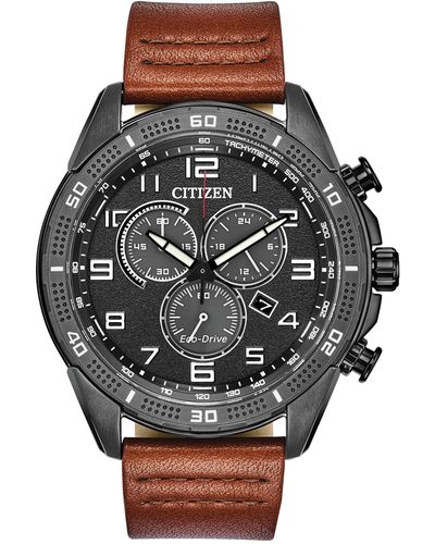 Citizen Drive From Eco-drive Ltr Leather Strap Watch 45mm - Brown