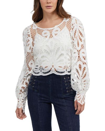 Bebe Placement Lace Blouse - White
