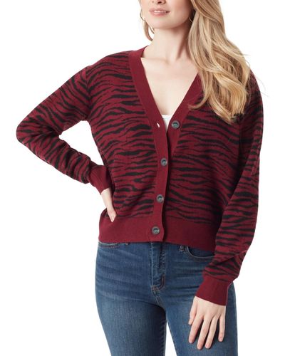 Jessica Simpson Buffalo Plaid Jacquard Button-front Cardigan Sweater - Red