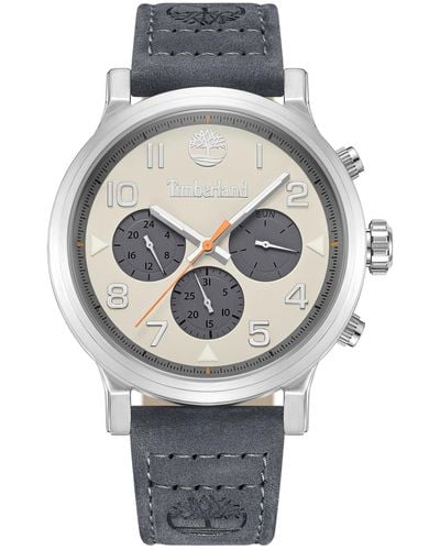 Timberland Quartz Pancher Genuine Leather Strap Watch - Gray