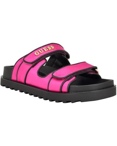 Guess Fabulonn Two Strap Fabric Slide-on Sandals - Pink