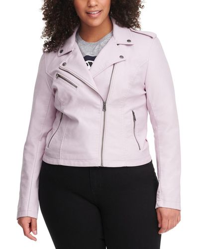 Levi's Plus Size Trendy Faux Leather Moto Jacket - Pink