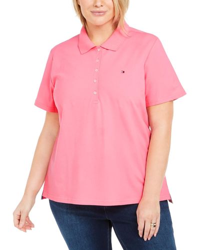 Tommy Hilfiger Plus Size Piqué Polo Shirt, Created For Macy's - Pink