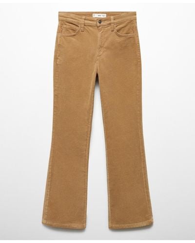 Mango Flared Cropped Corduroy Jeans - Natural